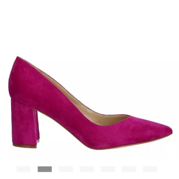 Revolve Marc Fisher Caitlin Hot Pink Slip On Suede Leather Pump Block Heels - Picture 2 of 10